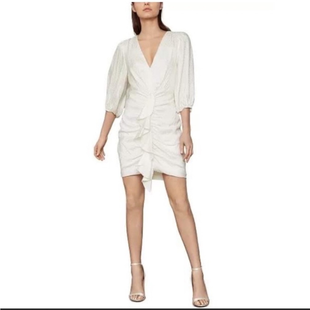 Bcbgmaxazria white ruched dress